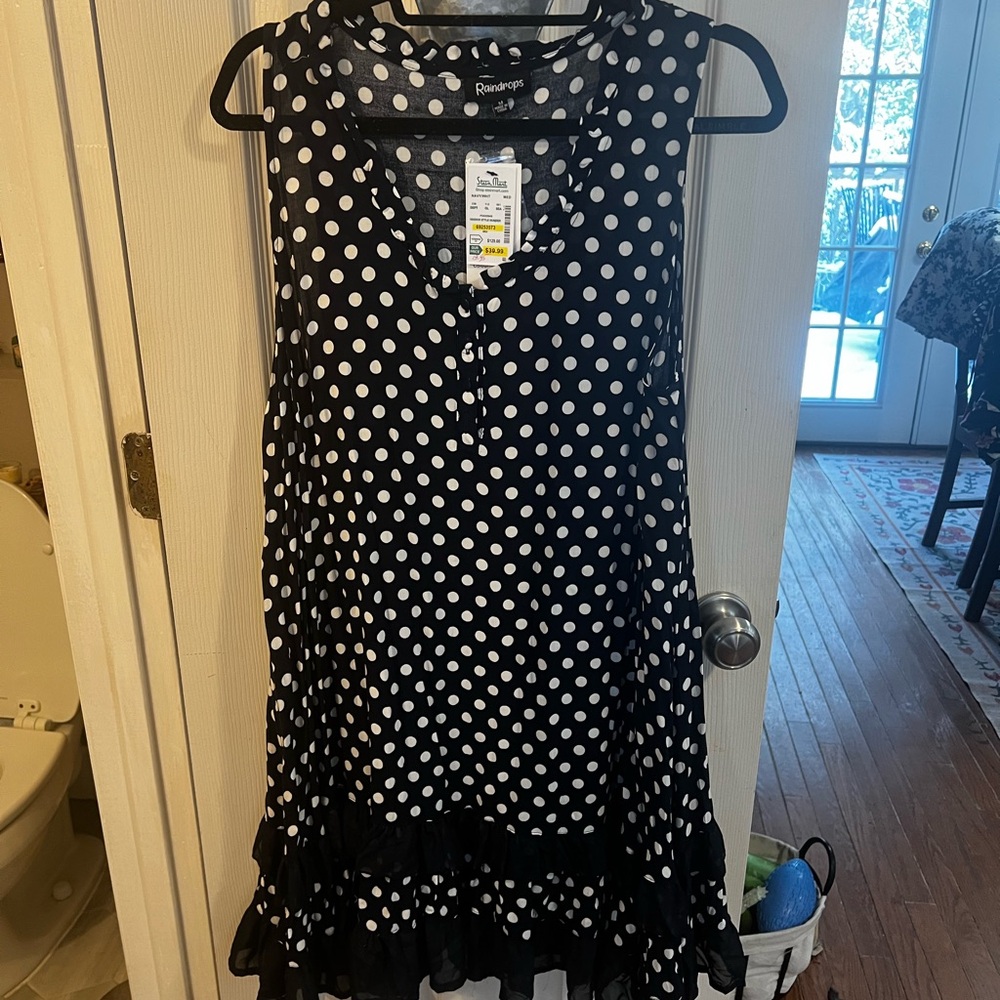 Black and White Polka Dot Asymmetrical Dress